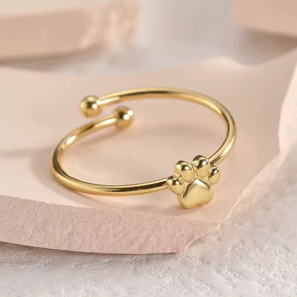 Gold Paw Open Ring. Stainless Steel Gold Color Paw shape Ring 🐾